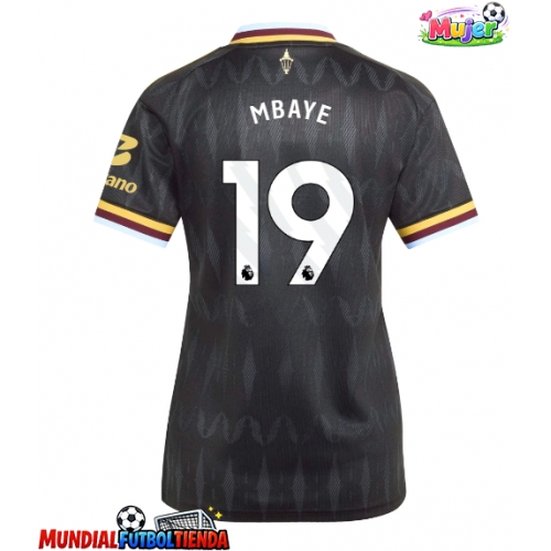 Camiseta Aston Villa Ibrahim Mbaye #19 Segunda Equipación Replica 2026-27 para mujer mangas cortas
